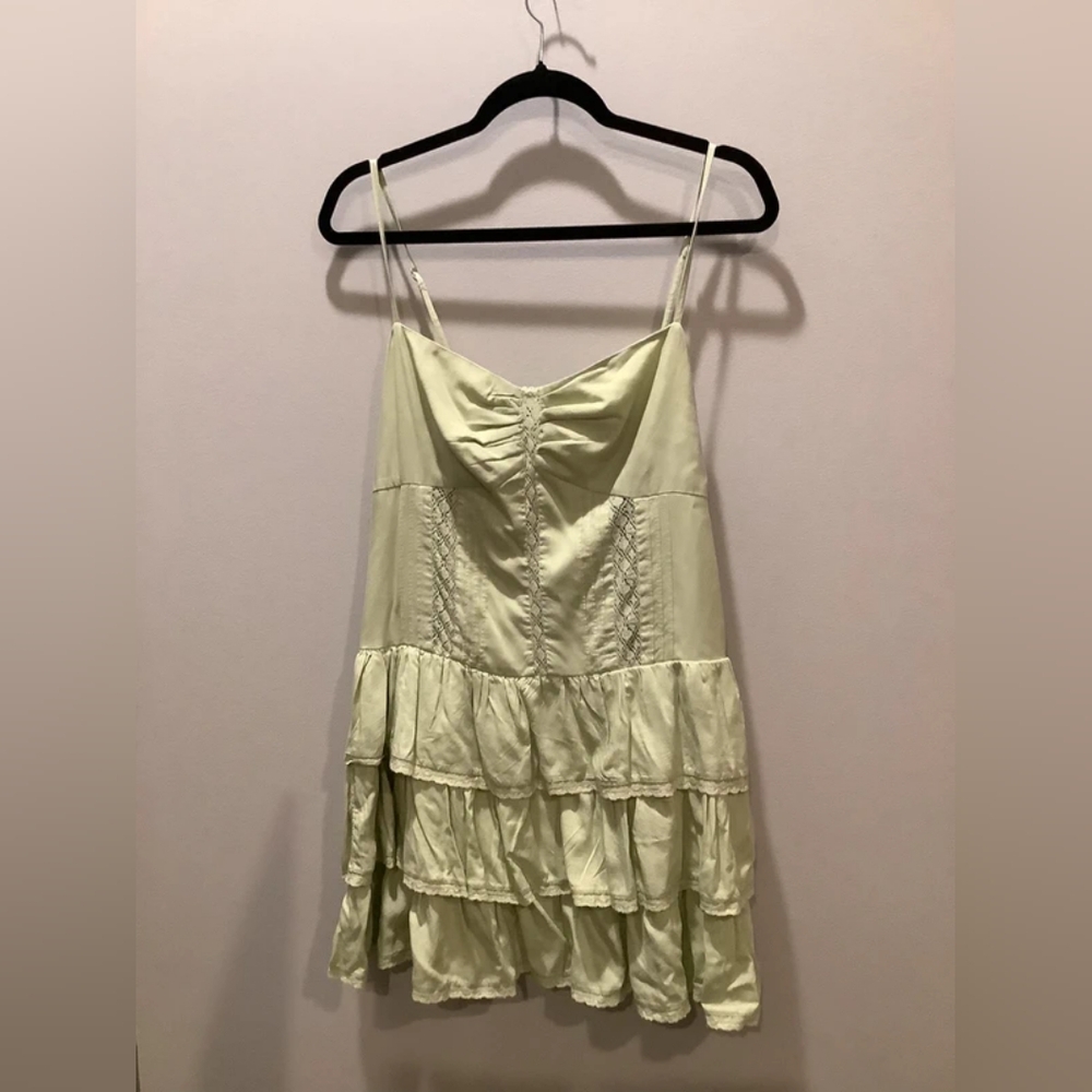 Light Green Ruffled Slip Dress